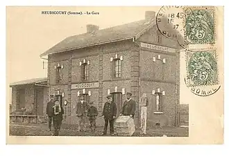 La gare d'Heudicourt, avant les destructions de la Première Guerre mondiale.