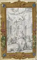 fol. 87v. Daniel dans la fosse aux lions.