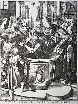 In Heureux commencement de la france chrestienne, gravure de Moreau.