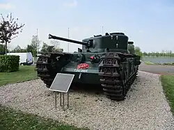 Le char Churchill, près du mémorial de la Cote 112.