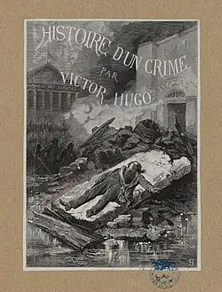 Gravure montrant le corps gisant d'un républicain dans les décombres d'une émeute.