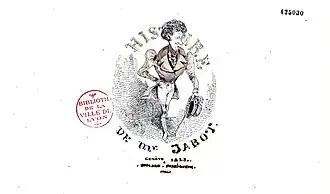 Page de titre de l'ouvrage de Rodolphe Töpffer Histoire de M. Jabot (1833).