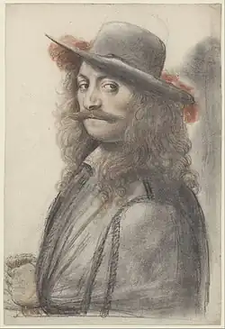 Homme coiffé d'un feutre empanaché, de trois quarts à gauche, Paris, BnF.