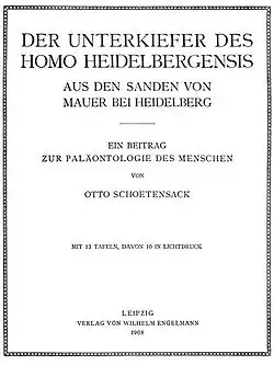Couverture de la monographie qui décrit la découverte et Homo heidelbergensis.