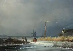 IJsgezicht met schaatsers, ca. 1850