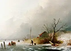Winters ijsgezicht met schaatsers, ca. 1850