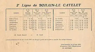 Horaire des trains en 1946.