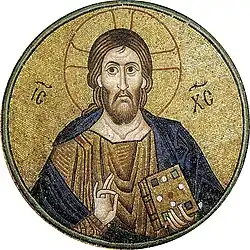 Christ Pantocrator, mosaïque sur la coupole de chœur du monastère d'Hosios Loukas, Béotie, Grèce (Xe)