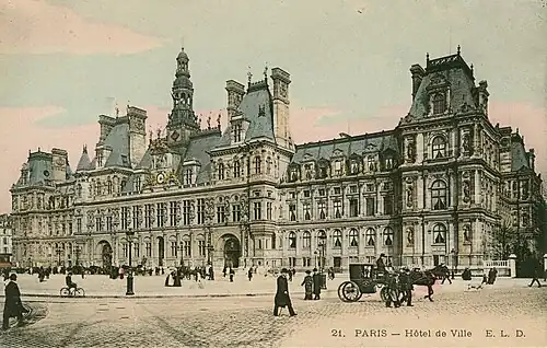 Carte postale de l'Hotel de Ville de Paris, 19e s. Department of Image Collections, National Gallery of Art Library.