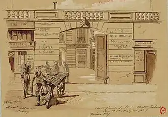 Dessin de l'entrée de l'hôtel Jabach au XIXe siècle. BNF.