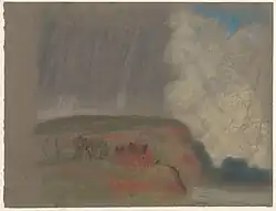 House on Hillside, pastel sur papier gris-vert (19.5 x 25.4 cm).