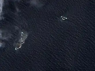 Image satellite des îles Hunga Tonga et Hunga Ha‘apai en 2022.