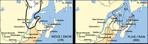 Accumulations du 3 et 4 novembre 2007 sur l'est du Canada et de la Nouvelle-Angleterre