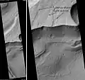 Chaos Hydraotes, comme on le voit par HiRISE. La barre d'échelle mesure 1000 mètres de long. (Image du quadrilatère Oxia Palus.)