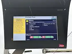 Écran d'informations en gare de Conflans-Sainte-Honorine