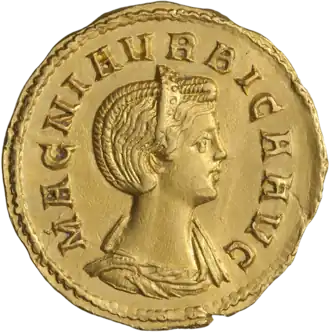 monnaie d'or, profil de femme