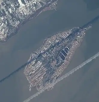L'île aux Coudres vue de la station spatiale internationale, avec Saint-Joseph-de-la-Rive en haut de l'image.