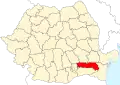 Map of Romania highlighting Ialomița County