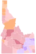 Vainqueur républicain par comté : Little en rouge, Labrador en orange et Ahlquist en violet.