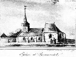 Vue de l'église avant sa destruction lors de la Première Guerre mondiale.