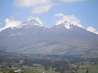 Vue de l'Illiniza enneigé.