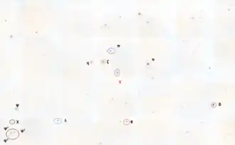 gauche]Image DSS centrée sur gamma Aquarii, avec quelques étoiles voisine marquées