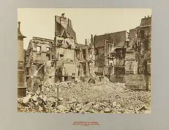 Ruines de la Commune de Paris. L'angle de la rue de Lille et de la rue du Bac