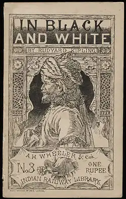 L'illustration en noir et blanc représente, sur fond de porte ouvragée, le buste de profil d'un Indien portant un turban.