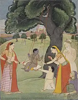 Krishna enfant (miniature indienne, vers 1755).