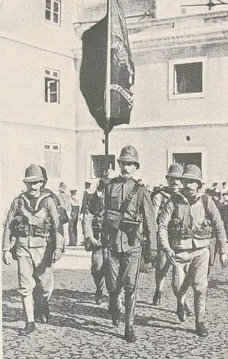 Infanterie de marine portugaise, photographie colorisée, 1915.