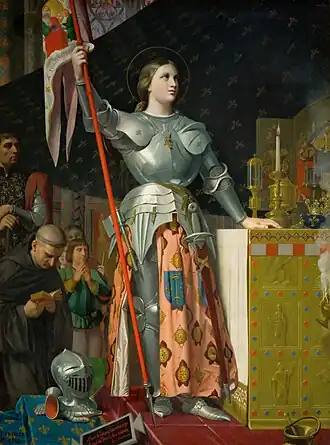 Jeanne d’Arc au sacre du roi Charles VII, dans la cathédrale de Reims (1854), huile sur toile, 240&nbsp;×&nbsp;178&nbsp;cm, Paris, musée du Louvre.