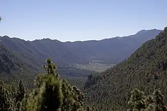 Vue de la Cumbre Nueva depuis la caldeira de Taburiente au nord-ouest.