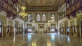 Salle du Darbar au Palais Lakshmi Villas à Vadodara ou Baroda, capitale de la plus célèbre et plus opulente principauté du Gujarat.