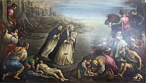 Saint Hyacinthe marchant sur l'eau de la rivière Dniepr