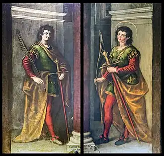 Deux tableaux par Pietro Mera représentant Saint Jean et saint Paul dédicataires de l'église.