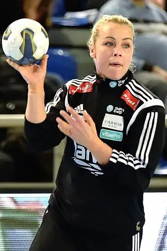 Le 15 novembre 2014, lors de la rencontre de Ligue des champions - Metz Handball / Larvik HK.
