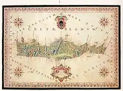 Carte de la Crète : Isola di Candia a' Creta de Francesco Basilicata - 1618.
