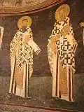 Fresque avec les Saints Babylas (à gauche) et Grégoire (à droite) (musée-église de Saint-Sauveur-in-Chora).