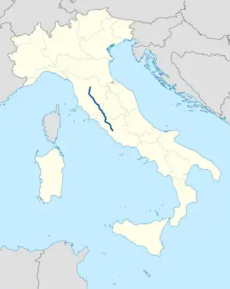Parcours de la route sur une carte de l'Italie