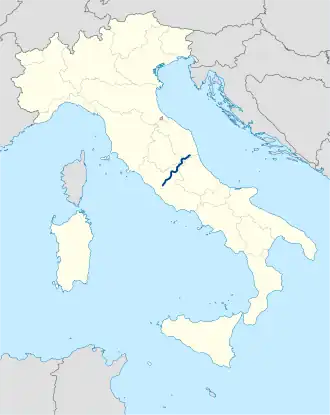 Parcours de la route sur une carte de l'Italie