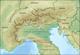 Carte de l'Italie continentale.