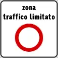 Signal indiquant le début d'une zone de trafic limité (ZTL).