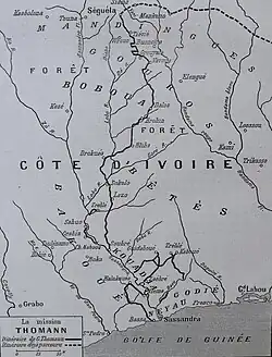 Itinéraire Mission Thomann 1902, de Sassandra à Séguéla, Côte d'Ivoire (in Journal des voyages No 340)