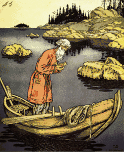 Le Conte du pêcheur et du petit poisson (Pouchkine, AT 555). Illustr. Ivan Bilibine.