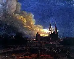 1836 Fournier-DésormesIncendie de la cathédrale de Chartres du 4 juin, huile sur toile, 75&nbsp;×&nbsp;92&nbsp;cm, &nbsp;Classé&nbsp;MH (1982).