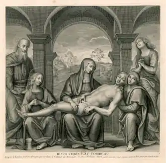 Jésus-Christ au tombeau, gravure de Claude Duflos