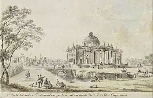 Jean-Baptiste Lallemand, Vue du château de Montmusard prise du côté du couchant, aquarelle, Musée des Beaux-Arts de Dijon