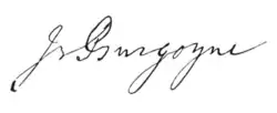 Signature de John Burgoyne