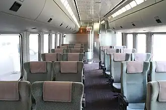 Intérieur d'une voiture de classe standard.