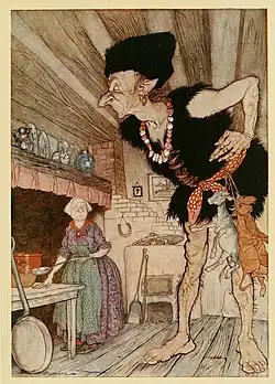 «&nbsp;Fee-fi-fo-fum, I smell the blood of an Englishman! » : illustration tirée de Jack et le haricot magique (1918).